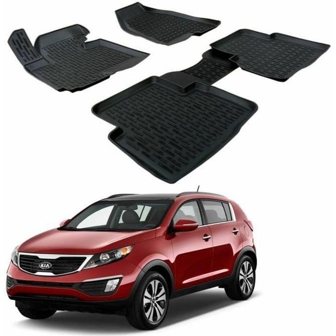 Tapis de sol 3D - SCOUTT - Kia SPORTAGE 2010-2016 - Caoutchouc Premium - Résistant à l'eau - Sur mesure noir