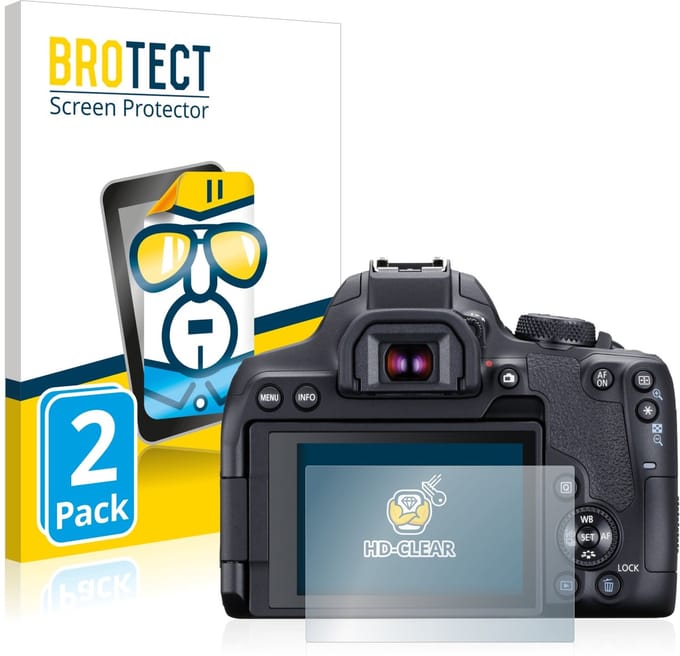 BROTECT - Screenprotector voor Canon EOS 850D - Folie Beschermfolie transparant 2 Stuks