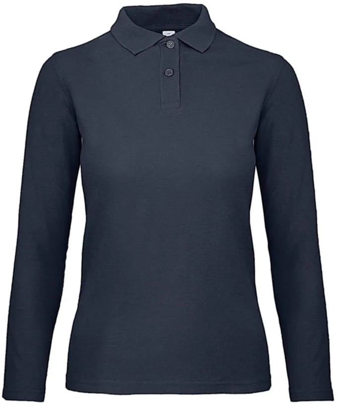Damespolo met lange mouwen B&C ID.001 LSL