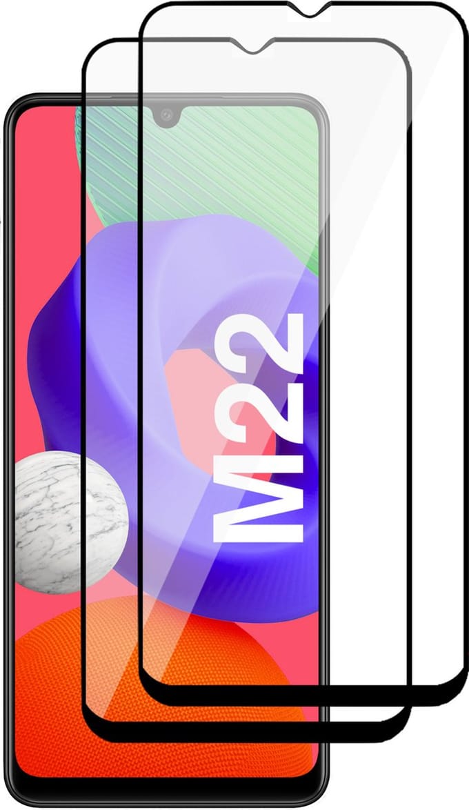 Screenprotector geschikt voor Samsung M22 - Full Screen Protector Beschermglas - 2 Stuks