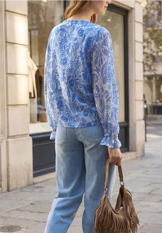 Blouse met lange mouwen en ruches