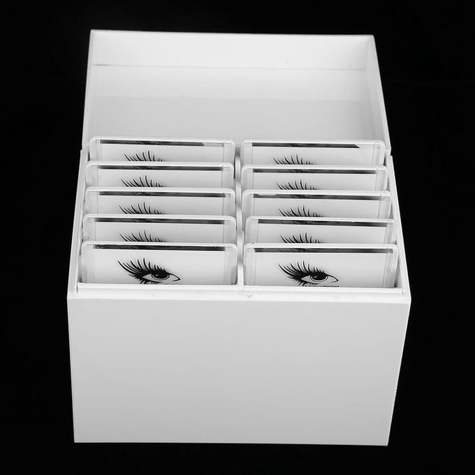 Boîte de Rangement pour Extensions de Cils 10 Couches Organisateur de Maquillage pour Faux Cils white