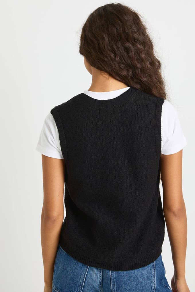 boohoo Dames Kabelgebreid vest met toggle-knopen | Black | Maat: Small