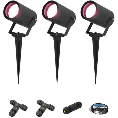HOFTRONIC SMART Set van 3 Spikey Smart prikspots - RGBWW - Wifi + Bluetooth - 5,5 Watt 400 lumen - IP65 Waterdicht - Bestuurbaar via app - Google
