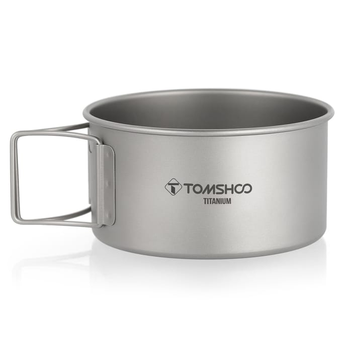 Titanium Kom met Opvouwbare Handgrepen Diner Voedselcontainer voor Buiten Kamperen Wandelen Backpacken M gray