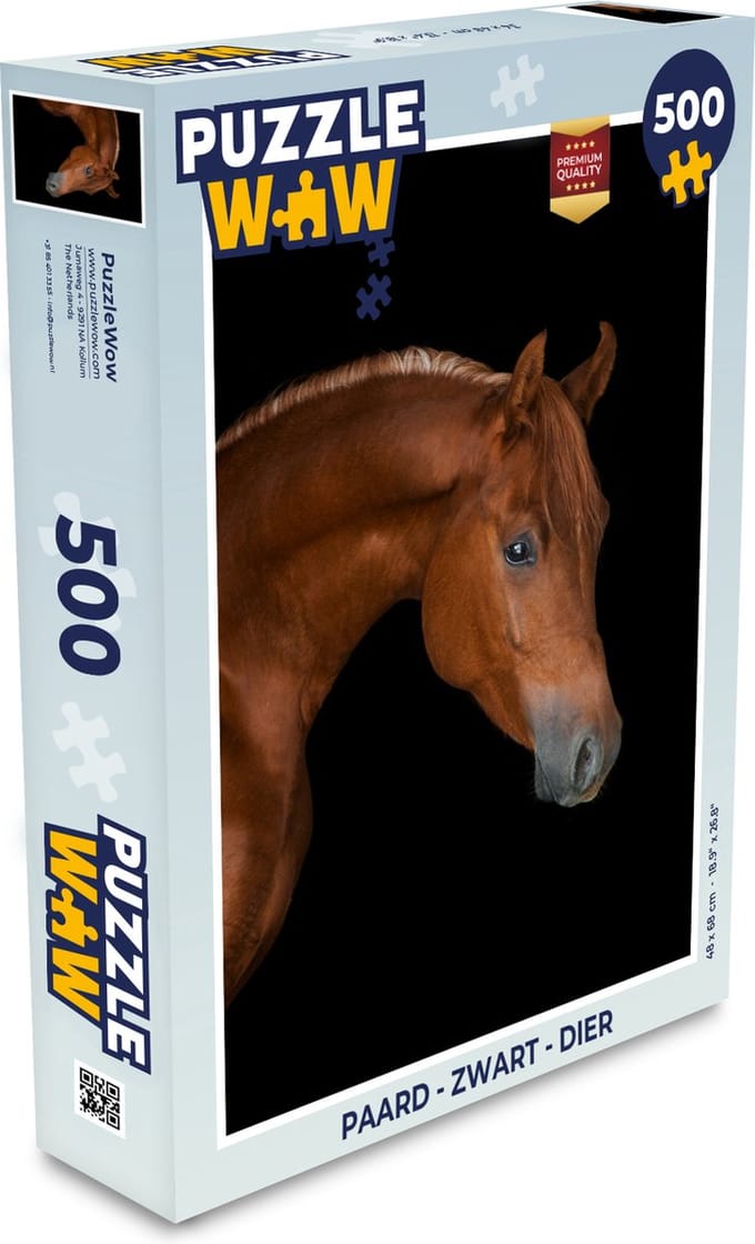 Puzzel Paard - Zwart - Dier - Legpuzzel - Puzzel 500 stukjes