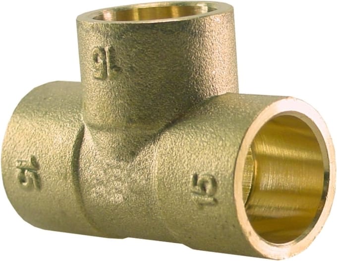 Sub messing soldeer T-stuk 22mm
