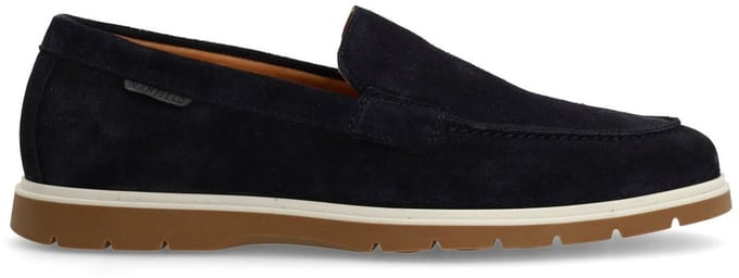 Manfield - Heren - Donkerblauwe suède loafers - Maat 41