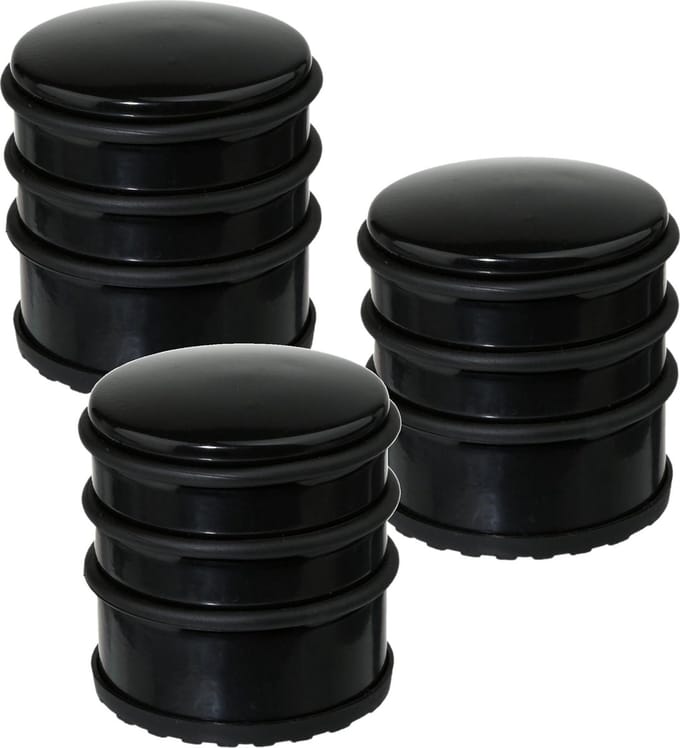 5x Stuks ronde deurstopper zwart 7 x 7,5 cm van metaal - Deurstop