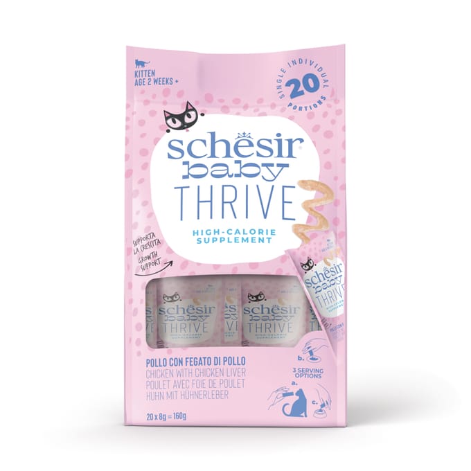20x8g Schesir Baby Thrive kip met kippenlever nat kattenvoer