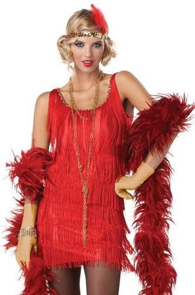 Rood Charleston kostuum voor vrouwen  - Verkleedkleding - XL