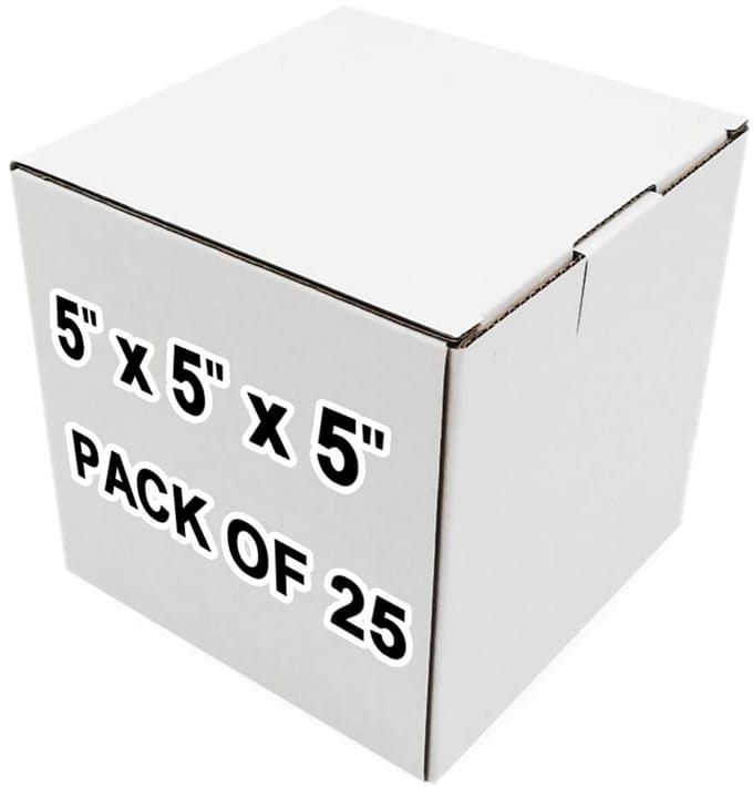 Verzenddozen 14 cm L x 12 cm B x 12 cm H - Pack van 25 - Wit - Golfkarton