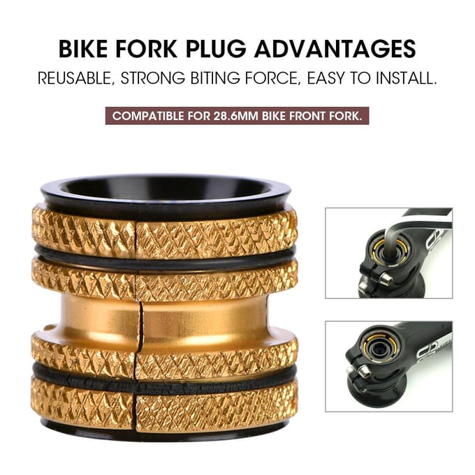 Bouchon d'expansion de jeu de direction de vélo en alliage d'aluminium pour fourche en carbone 28,6 mm(Or) brown
