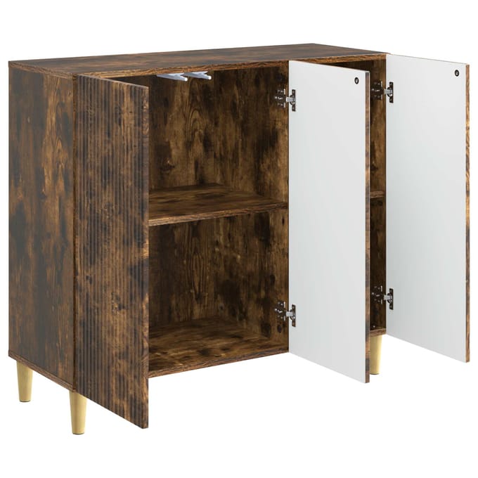 vidaXL - Dressoir - Gerookt - eiken - 89 - x - 34,5 - x - 80 - cm - Bewerkt - hout