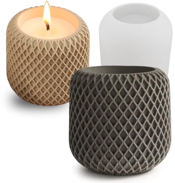 Geometrische Textuur Kaars Mal voor Hars Gieten - Creatieve DIY Opslagcontainer en Sieraden Houder