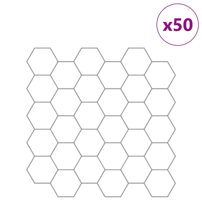 vidaXL - Hexagon - Tegel - 50 - st - Wit - Grijs - 30 - x - 30 - cm - Polyurethaan - en - PET