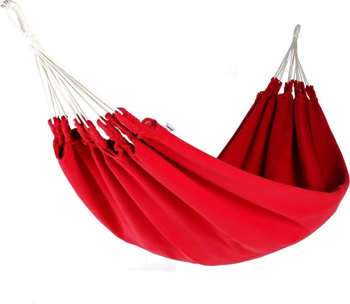 Naya Nayon Hangmat La Chagra Rood Basic - 120 x 330 cm - 100 % katoen - handgemaakt in Ecuador