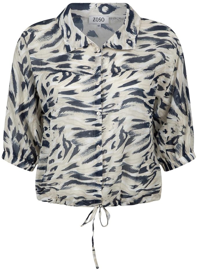 Zoso Blouse Leonie 252 0008-0007 Navy/sand Dames Maat - M