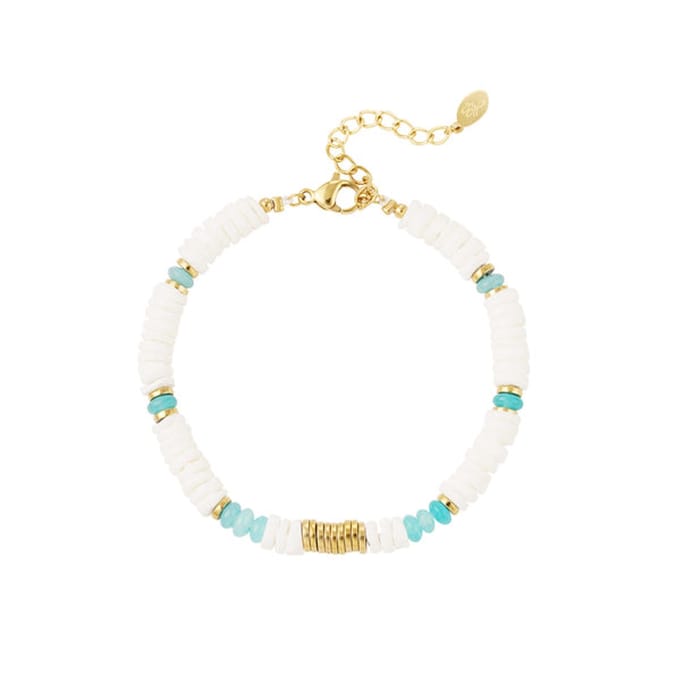 Bijoutheek Armband (sieraad) Discs Blauw En Groene Kralen