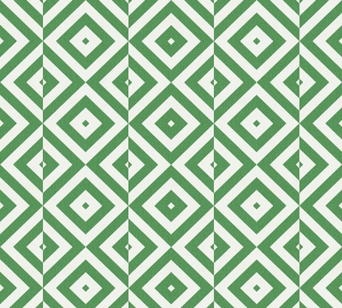 Retro Behang Groen Wit – Grafisch Vintage Patroon – AS Creation 37331-2 – Vliesbehang
