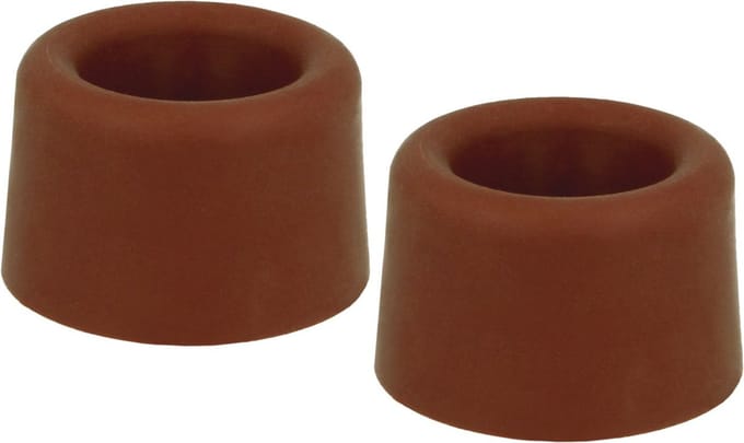 AMIG Deurstopper/deurbuffer - 2x - D30mm - inclusief schroeven - rubber - bruin