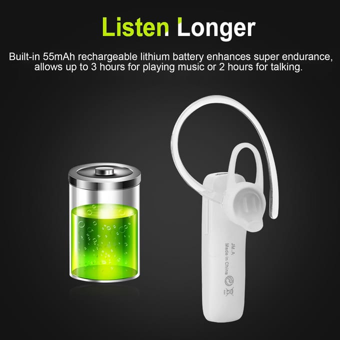 Draagbare Zakelijke TWS Bluetooth True Wireless Oorhaak In-Ear Headset Oortelefoon Wit wit