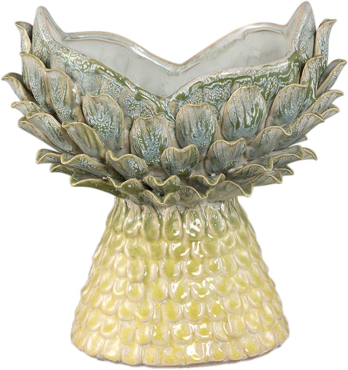 PTMD Marloe Yellow Green Ceramic Pineapple Shape Vase S