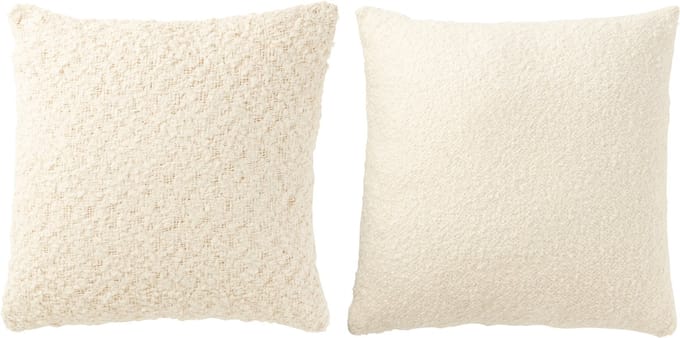 J-Line kussen Vierkant los/dicht Weven - katoen - creme - 2 stuks