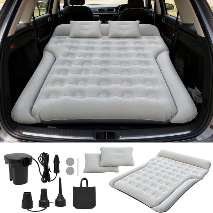 Voertuigmatras - Auto luchtbed - Comfortabel reizen - Opvouwbaar ontwerp - XL - Grijs