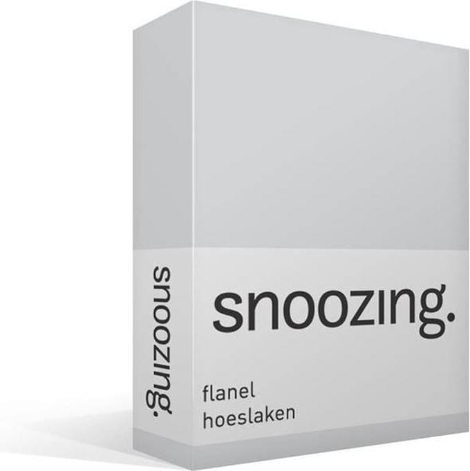 Snoozing - Flanel - Hoeslaken - Eenpersoons - 70x200 cm - Grijs