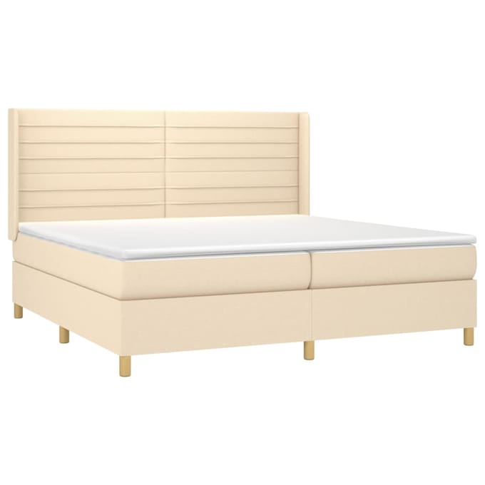 vidaXL - Boxspring - met - matras - stof - crèmekleurig - 200x200 - cm