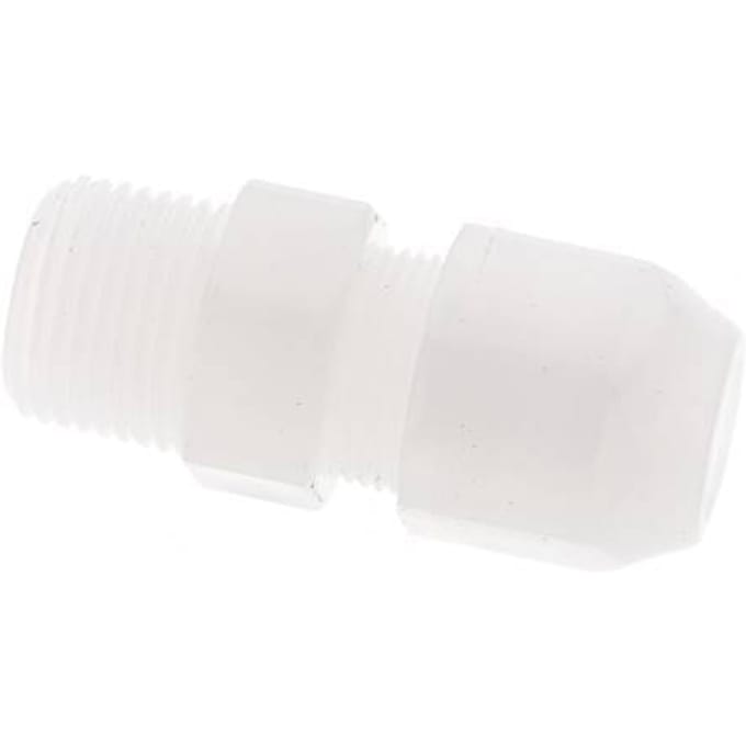 8x10mm & R3/8'' PVDF rechte slangkoppeling met buitendraad 10bar/145psi
