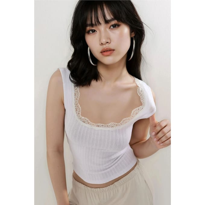 Kant Detail U Hals Tanktop
