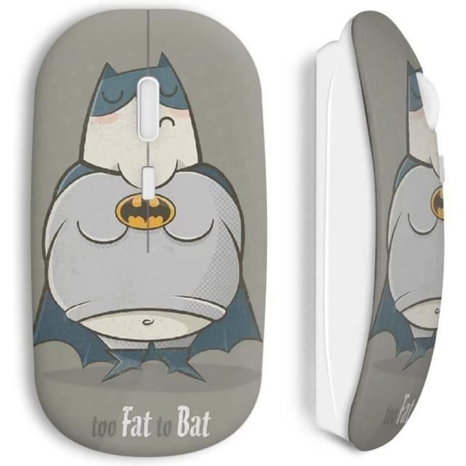 Souris Sans Fil - MANIACASE - Too Fat To Bat - Gris - USB wifi - Compatible Mac et PC