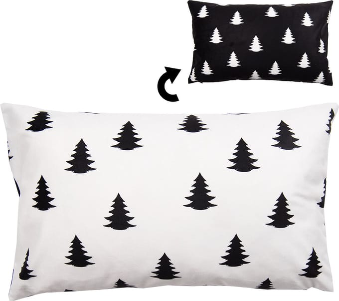 Clayre & Eef Kussenhoes 30x50 cm Wit Zwart Polyester Kerstboom