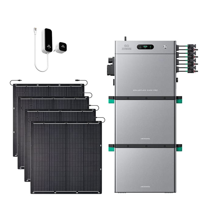 Zendure SolarFlow 2400 Pro - SolarFlow 2400 Pro & Slimme Meter P1 / 2*AB3000L (5.76 kWh) / 4*230W Flexible Solar Panel (920Wp)