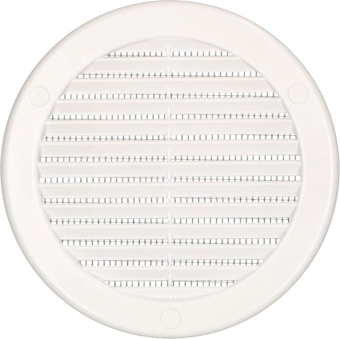 Ventilatierooster Rond Ø 125 mm - Wit met Insectenhor