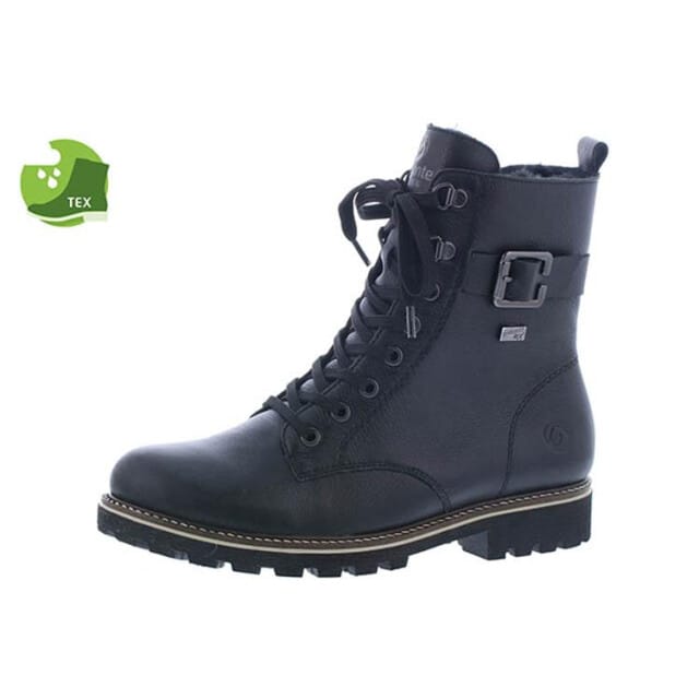 Remonte dames leren veterboot zwart