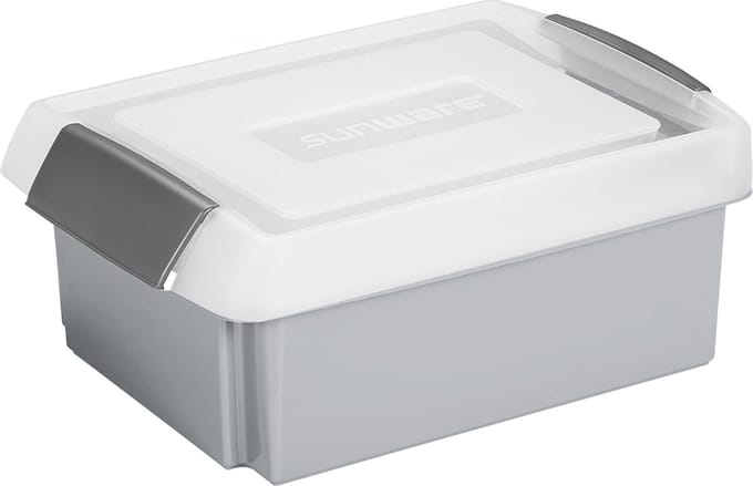 Sunware opslagbox - 17 liter - lichtgrijs - 45 x 36 x 14 cm - kunststof - met afsluitbare extra hoge deksel