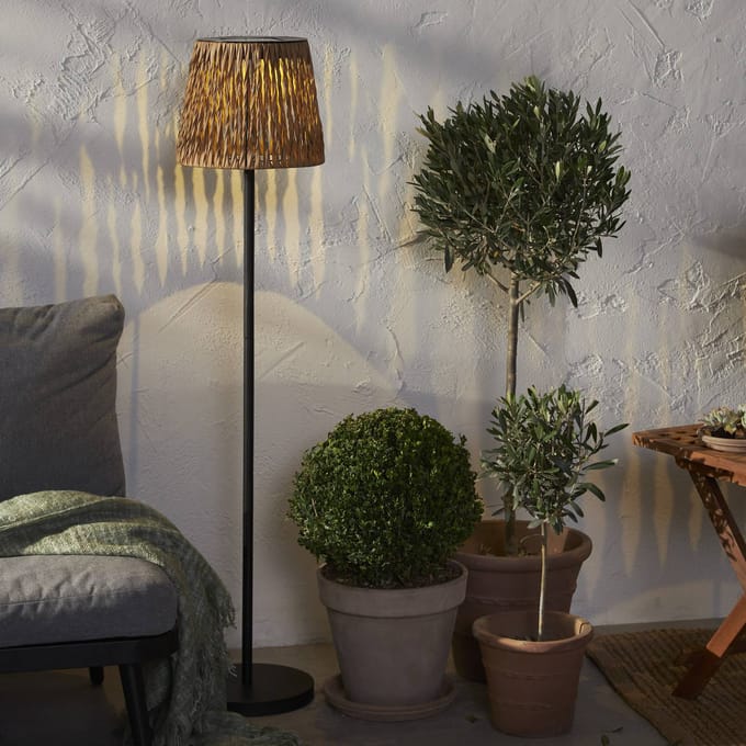 Star Trading Solarlamp Cesta, staande lamp, rotanlook, bruin, solar, buiten, warm wit, schemersensor, 127 cm