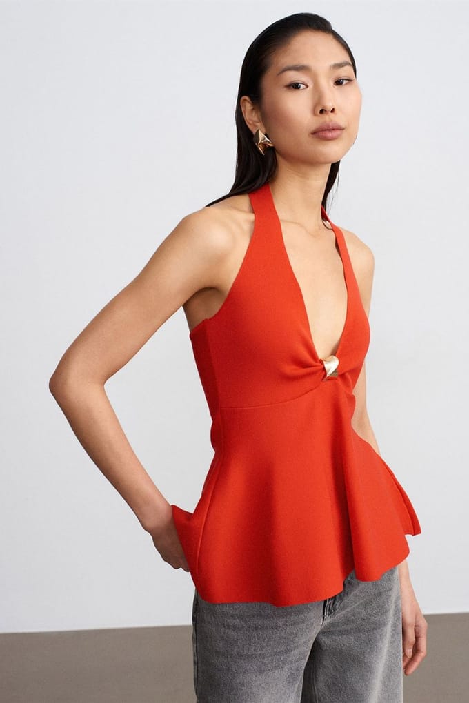 Naadloze Halter Peplum Blouse