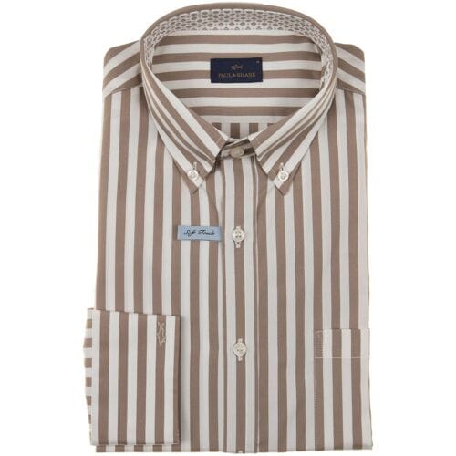 Paul & Shark Overhemd Soft Touch Cotton Poplin Stripe Shirt Wit-Beige / male