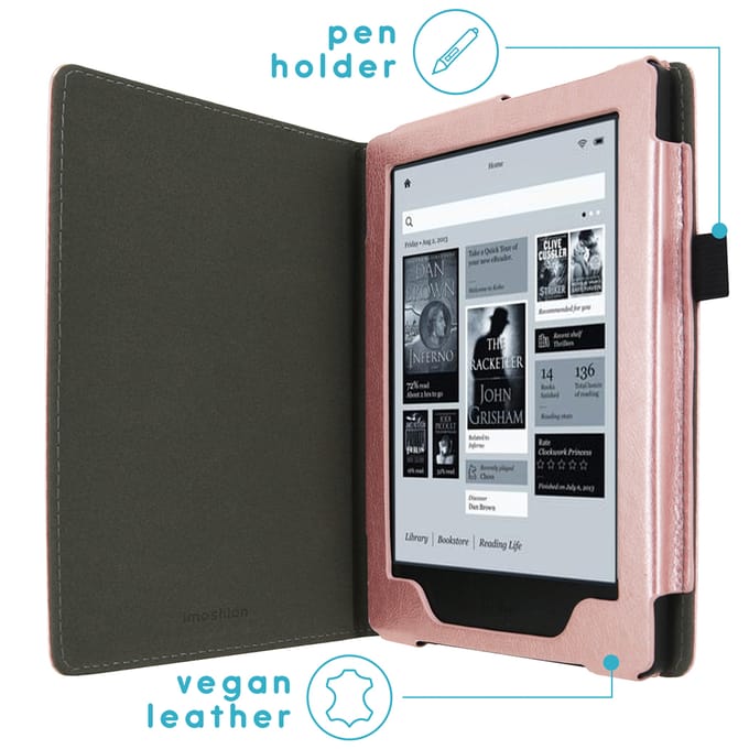 imoshion Vegan Leather Bookcase voor de Kobo Aura H2O - Rosé Goud