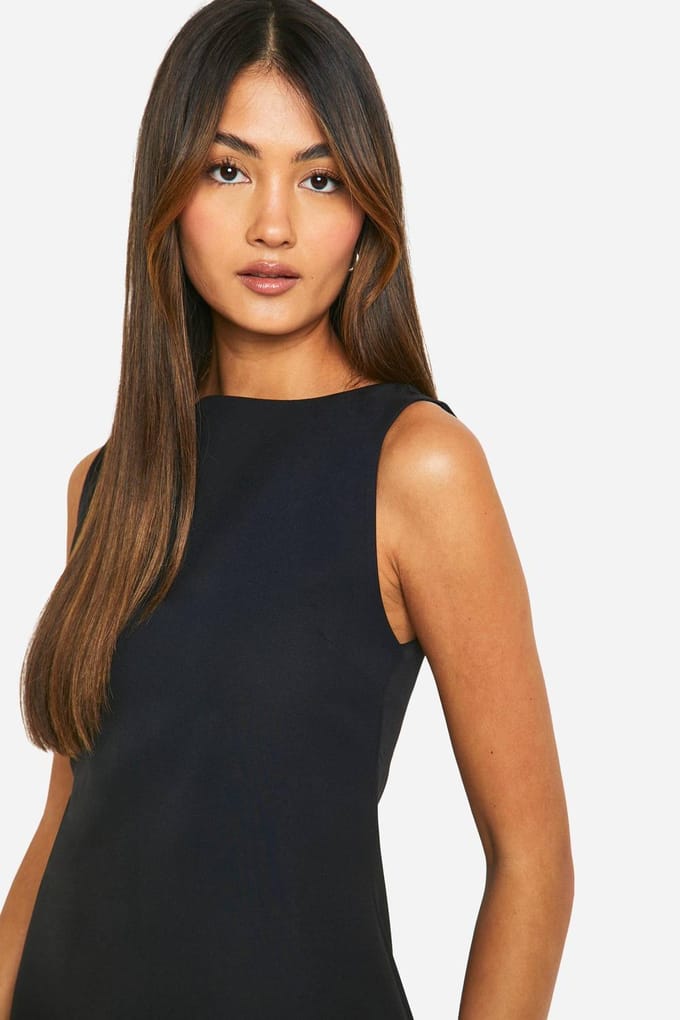 boohoo Dames Slash Neck Fit & Flare Micro Mini Jurk | Zwart | Maat: 38