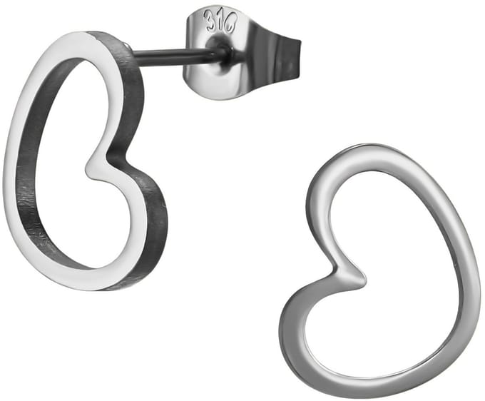 Joy Ibiza - hartje oorbellen - open hartje - chirurgisch staal - 12 x 9 mm - ip/pvd