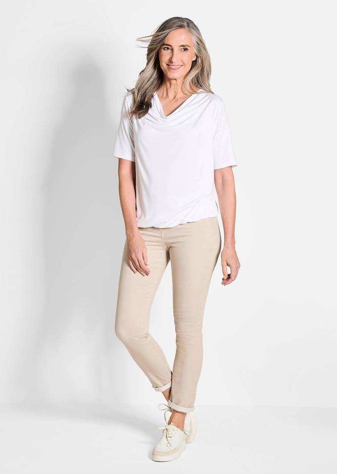 Shirt met watervalhals - wit - Gr. 24 van Goldner Fashion