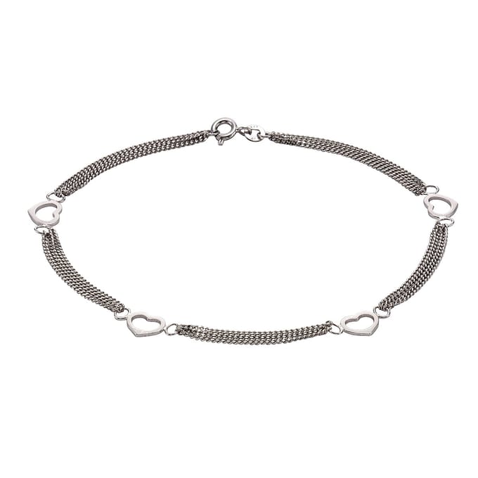 ZEEme Silver Fußkette Silber 925 mit Herz-Motiv 25cm lang