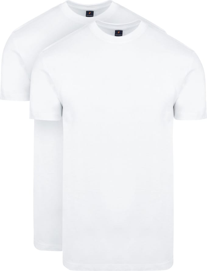 Suitable Obra T-Shirt Hoge Ronde Hals Wit 2-Pack - Maat S - Heren - Basic T-shirt - Ondershirt