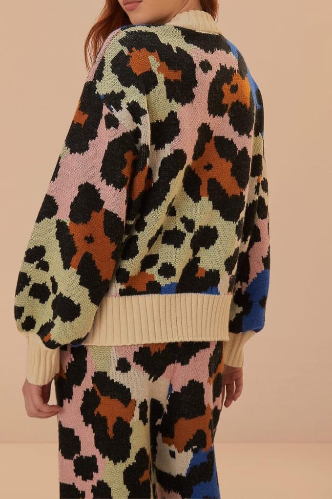 FARM Rio Colorful Leopard Knit Sweater Größe: XL | Pullover Outlet | Damen
