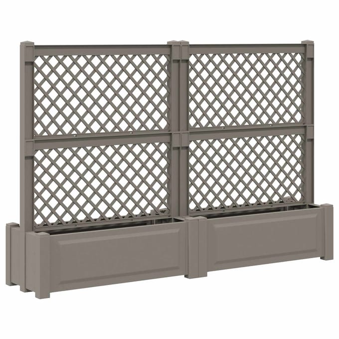 vidaXL - Grote - plantenbak - met - trellis - 2 - st - PP - Grijs